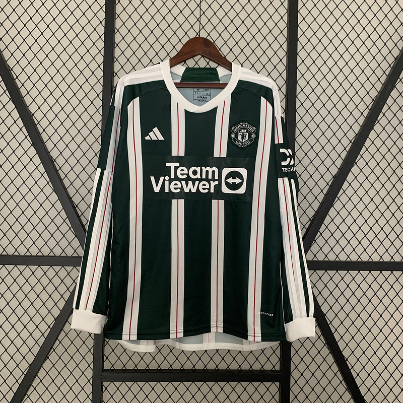 CAMISA MANCHESTER UNITED - MANGA LONGA - FORA/ AWAY - TORCEDOR - 23/24