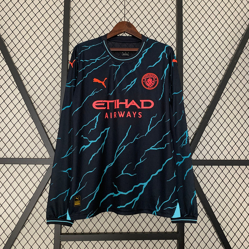 CAMISA MANCHESTER CITY - MANGA LONGA - TERCEIRA/ THIRD - TORCEDOR - 23/24