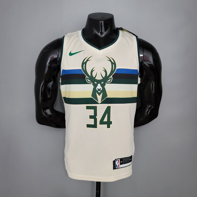 CAMISA MILWAUKEE BUCKS - BRANCA - #34 ANTETOKOUNMPO