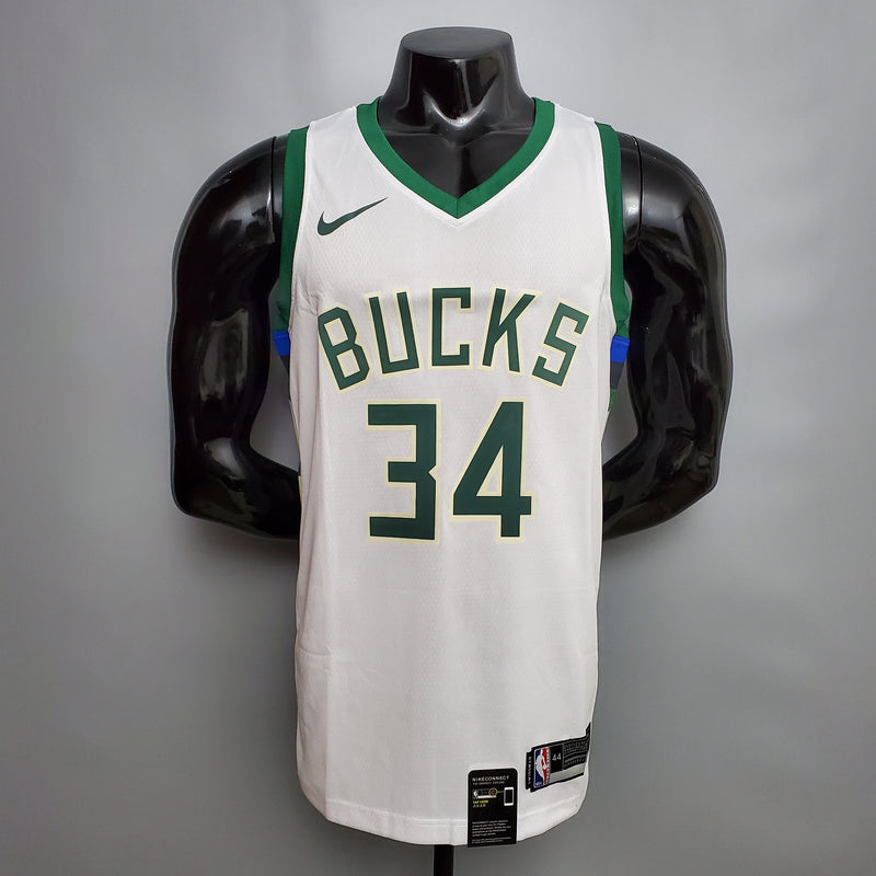 CAMISA MILWAUKEE BUCKS - BRANCA E VERDE 20/21 - #34 ANTETOKOUNMPO