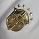 CAMISA  BRASIL - PÓLO -  BRANCA COM ESCUDO DOURADO - CBF - FEMININO - 22/ 23