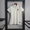 CAMISA  BRASIL - PÓLO -  BRANCA COM ESCUDO DOURADO - CBF - FEMININO - 22/ 23