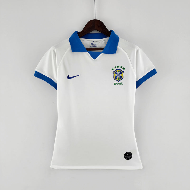 CAMISA  BRASIL - BRANCA COM AZUL - FEMININO - 2019
