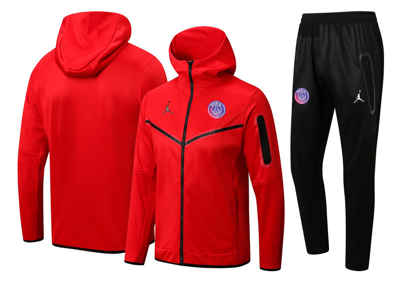 KIT PASSEIO COM CAPUZ - PARIS SAINT GERMAIN (PSG) - VERMELHO E PRETO