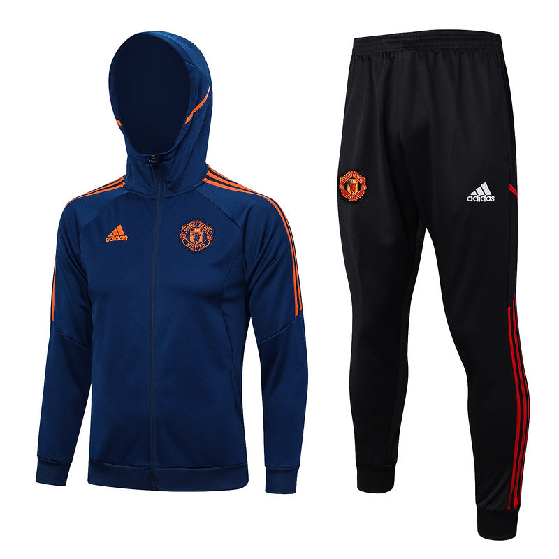 KIT PASSEIO COM CAPUZ - MANCHESTER UNITED - AZUL ESCURO E PRETO
