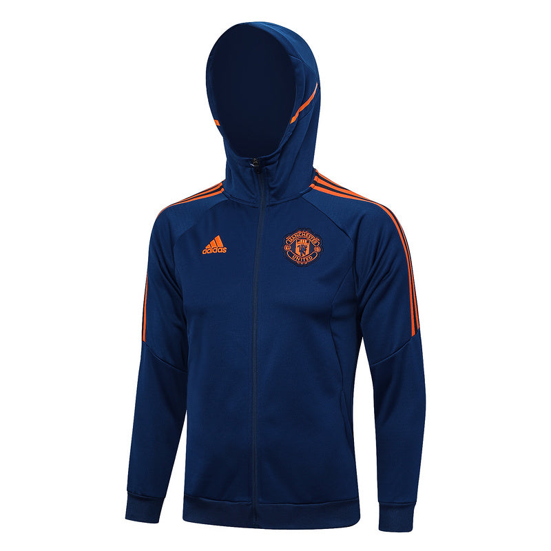 KIT PASSEIO COM CAPUZ - MANCHESTER UNITED - AZUL ESCURO E PRETO
