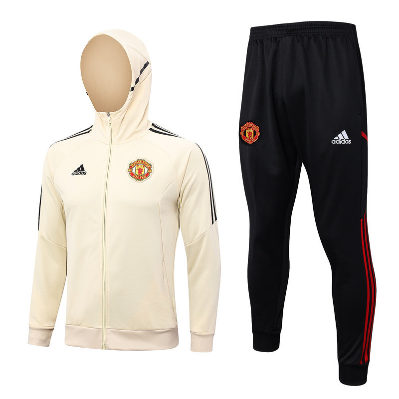 KIT PASSEIO COM CAPUZ - MANCHESTER UNITED - BRANCO E PRETO