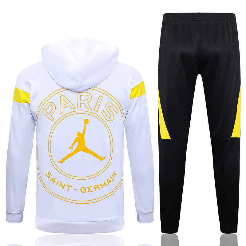 KIT PASSEIO COM CAPUZ - PARIS SAINT GERMAIN (PSG) - BRANCO, PRETO E AMARELO