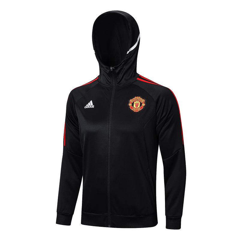 KIT PASSEIO COM CAPUZ - MANCHESTER UNITED - PRETO E VERMELHO