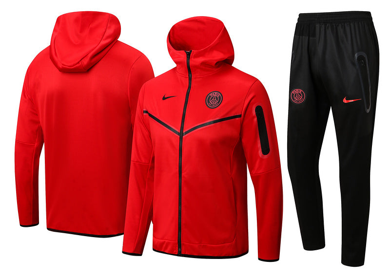 KIT PASSEIO COM CAPUZ - PARIS SAINT GERMAIN (PSG) - VERMELHO E PRETO