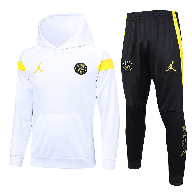 KIT PASSEIO COM CAPUZ - PARIS SAINT GERMAIN (PSG) - BRANCO, PRETO E AMARELO