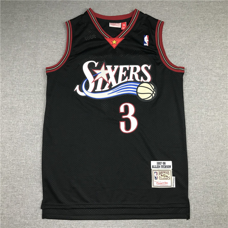 CAMISA PHILADELPHIA 76ERS - RETRÔ PRETA - 1997-1998- #3 IVERSON