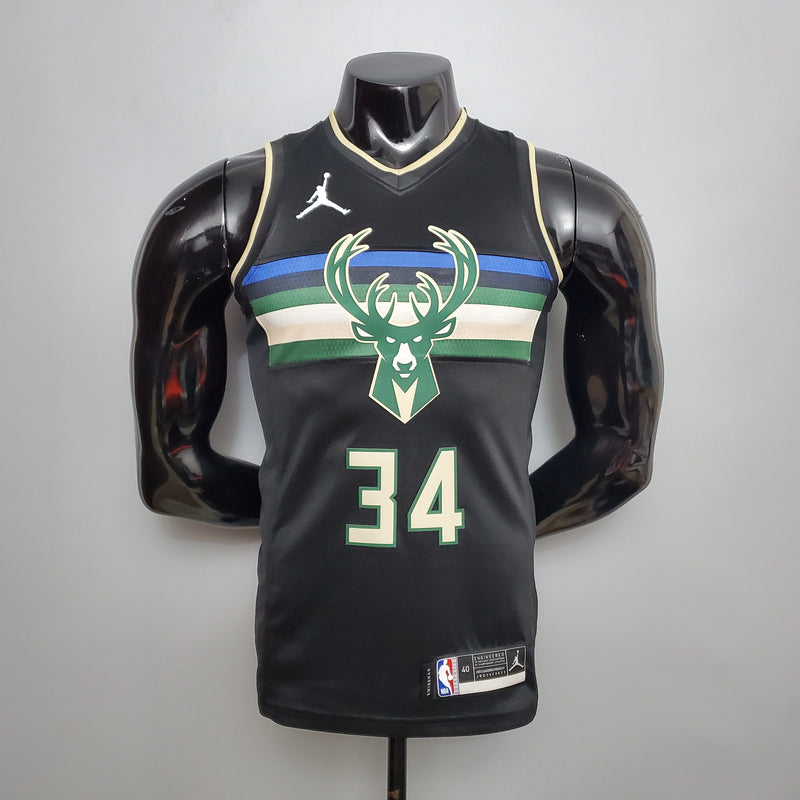 CAMISA MILWAUKEE BUCKS - PRETA - JORDAN VERSION- #34 ANTETOKOUNMPO