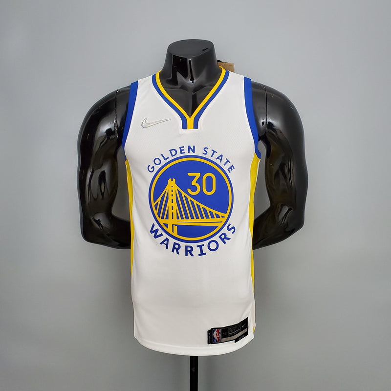CAMISA GOLDEN STATE WARRIORS - QUBRA DE RECORDE STEPHEN CURRY 2974 VEZES DE 3 - BRANCA COM NIKE BRILHANTE - ICON EDITION 75TH ANNIVERSARY - 2021/ 2022