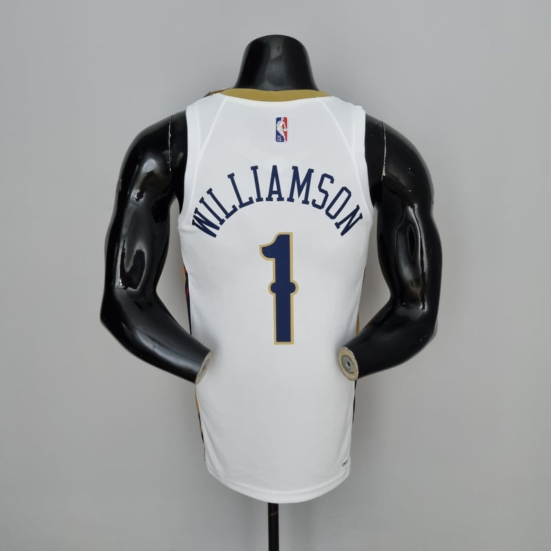 CAMISA NEW ORLEANS PELICANS - BRANCA COM NIKE BRILHANTE - ICON EDITION 75TH ANNIVERSARY - 2021/ 2022