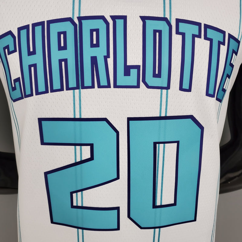 CAMISA CHARLOTTE HORNETS - BRANCA COM AZUL BEBÊ -