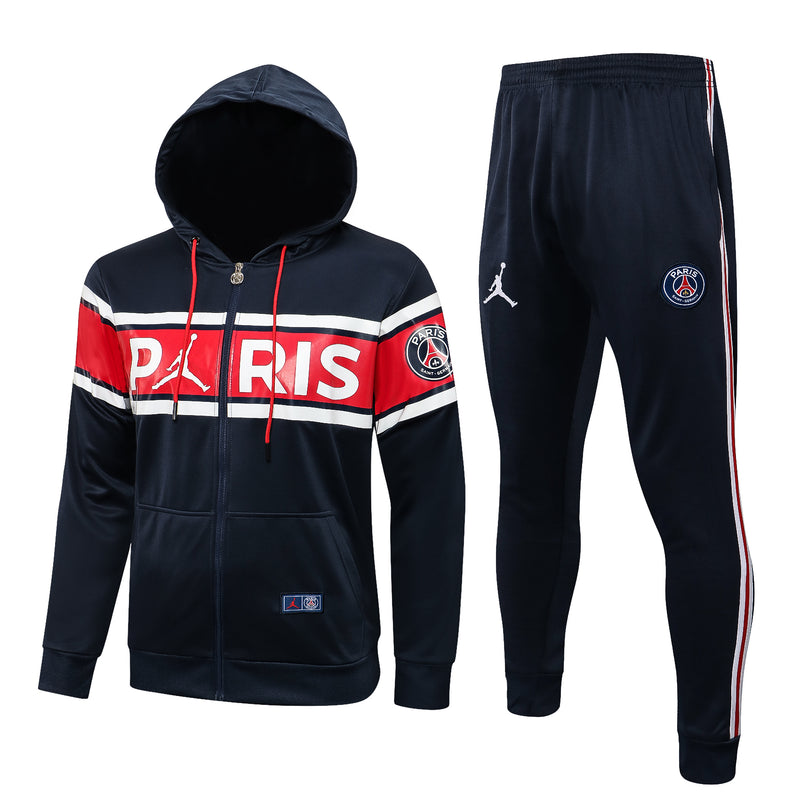 KIT PASSEIO COM CAPUZ - PARIS SAINT GERMAIN (PSG) - AZUL, BRANCO E VERMELHO
