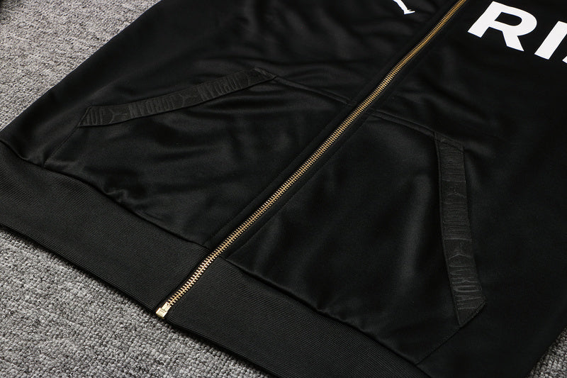 KIT PASSEIO COM CAPUZ - PARIS SAINT GERMAIN (PSG) - PRETO, DOURADO E BRANCO