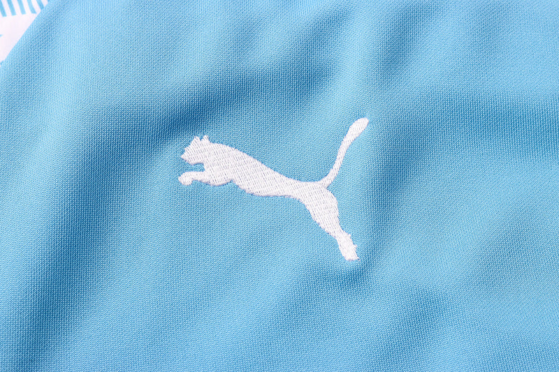 KIT PASSEIO COM CAPUZ - OLYMPIQUE DE MARSEILLE - AZUL E BRANCO
