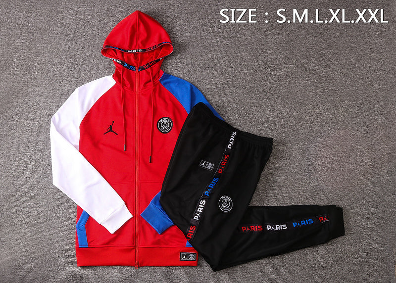 KIT PASSEIO COM CAPUZ - PARIS SAINT GERMAIN (PSG) - VERMELHO, BRANCO E AZUL