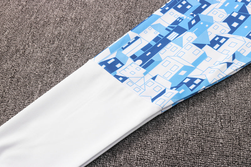 KIT PASSEIO COM CAPUZ - OLYMPIQUE DE MARSEILLE - BRANCO E AZUL CLARO - CITY EDITION