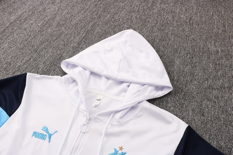 KIT MOLETOM - OLYMPIQUE MARSEILLE - BRANCO E AZUL