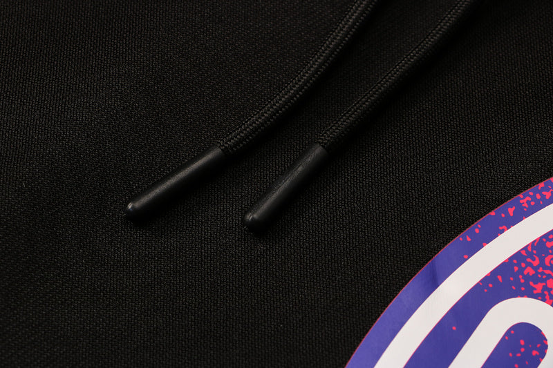 KIT MOLETOM - PARIS SAINT GERMAIN (PSG) - PRETO COM SÍMBOLO ROXO E ROSA
