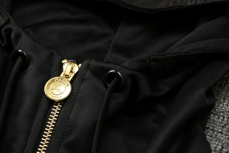 KIT PASSEIO COM CAPUZ - PARIS SAINT GERMAIN (PSG) - PRETO, DOURADO E BRANCO