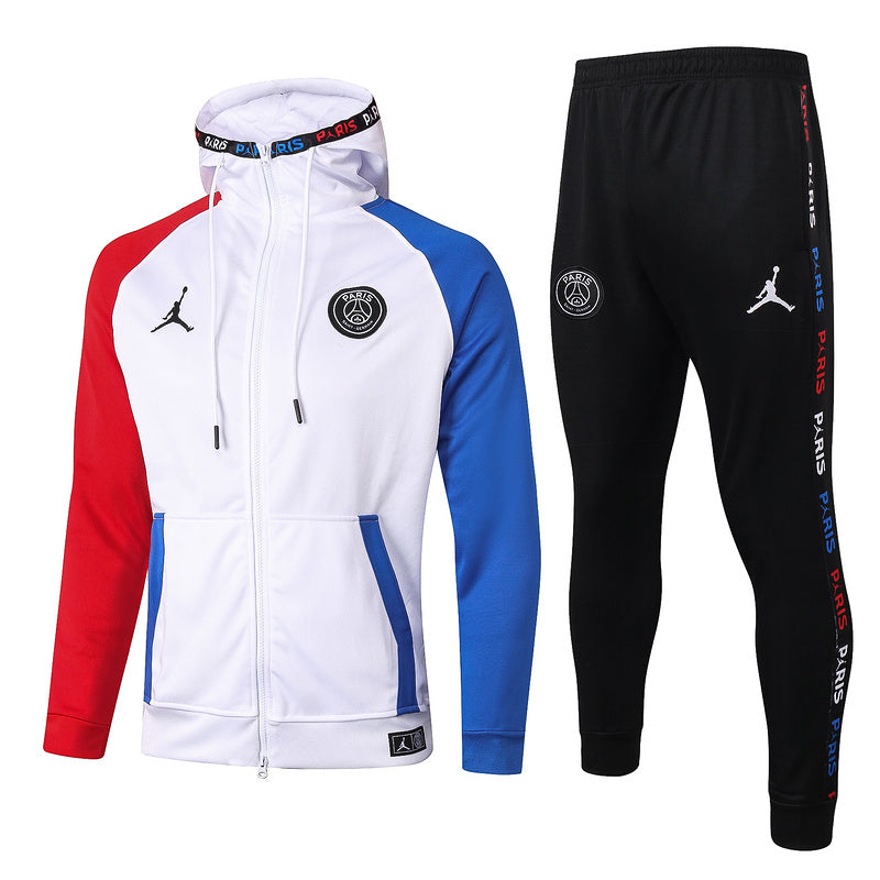 KIT PASSEIO COM CAPUZ - PARIS SAINT GERMAIN (PSG) - BRANCO, VERMELHO E AZUL