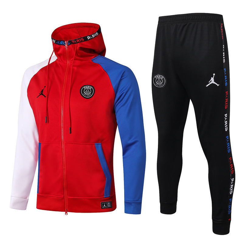 KIT PASSEIO COM CAPUZ - PARIS SAINT GERMAIN (PSG) - VERMELHO, BRANCO E AZUL