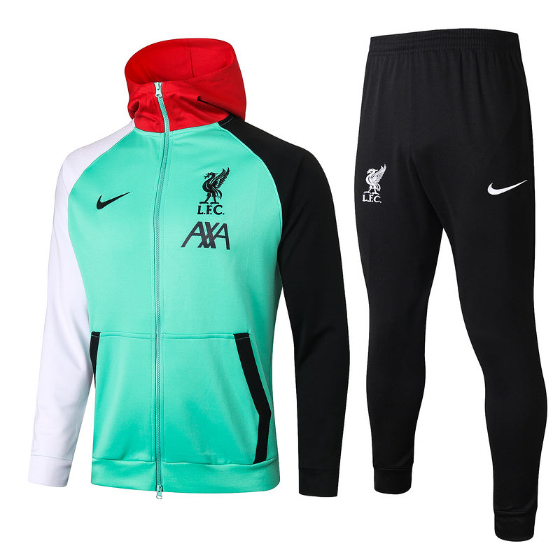 KIT PASSEIO COM CAPUZ - LIVERPOOL - VERDE, BRANCO, E VERMELHO