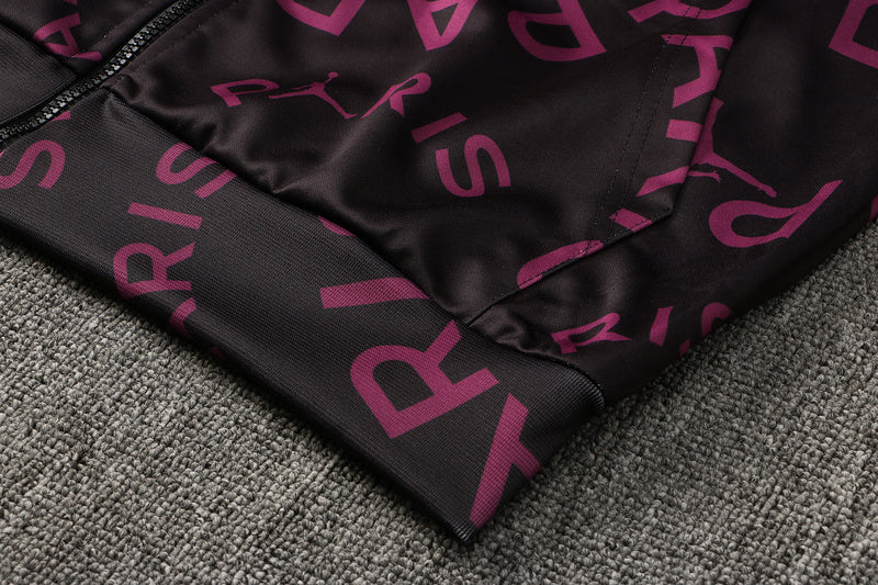 KIT PASSEIO COM CAPUZ - PARIS SAINT GERMAIN (PSG) - PRETO E ROXO
