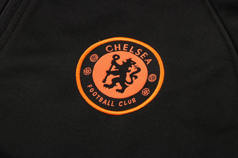 KIT PASSEIO COM CAPUZ - CHELSEA - PRETO E LARANJA