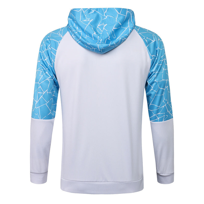 KIT PASSEIO COM CAPUZ - MANCHESTER CITY - BRANCO E AZUL BEBÊ