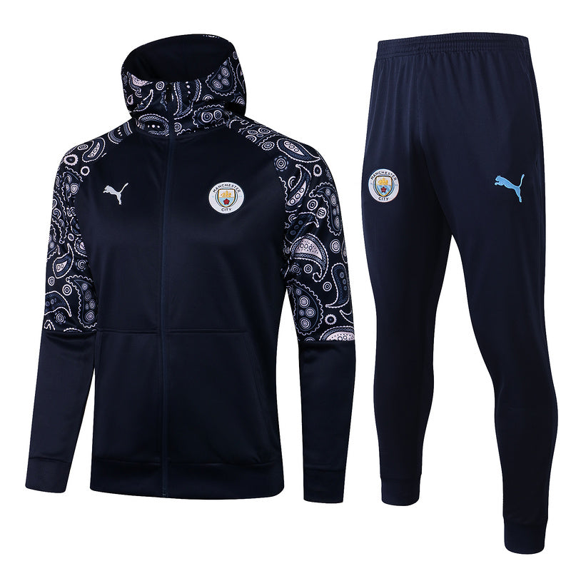 KIT PASSEIO COM CAPUZ - MANCHESTER CITY - AZUL ESCURO