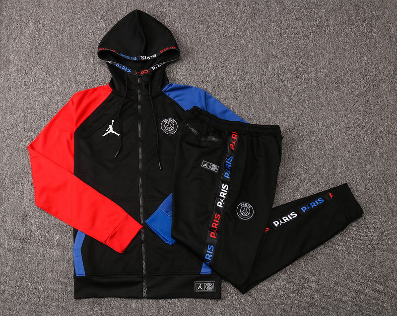 KIT PASSEIO COM CAPUZ - PARIS SAINT GERMAIN (PSG) - PRETO, VERMELHO E AZUL