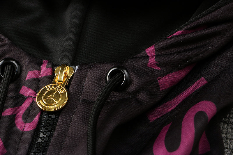 KIT PASSEIO COM CAPUZ - PARIS SAINT GERMAIN (PSG) - PRETO E ROXO