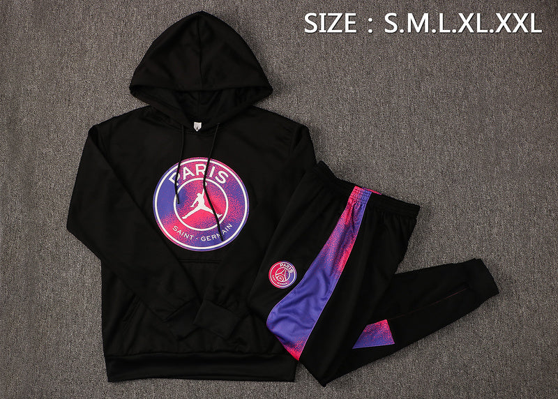KIT MOLETOM - PARIS SAINT GERMAIN (PSG) - PRETO COM SÍMBOLO ROXO E ROSA