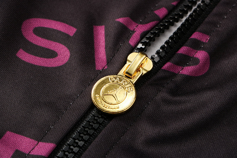 KIT PASSEIO COM CAPUZ - PARIS SAINT GERMAIN (PSG) - PRETO E ROXO