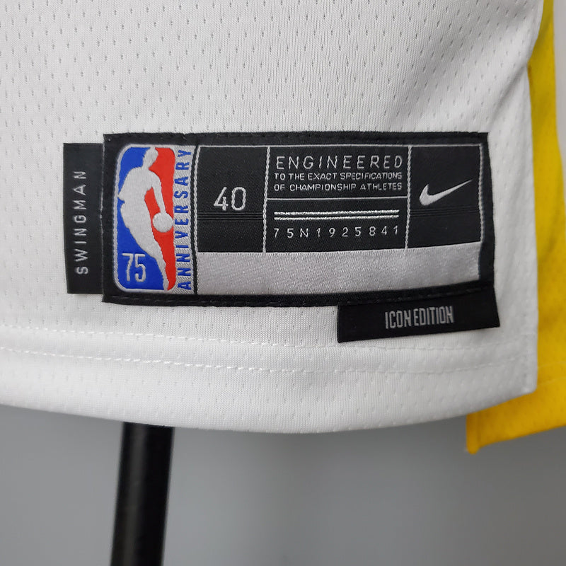 CAMISA GOLDEN STATE WARRIORS - QUBRA DE RECORDE STEPHEN CURRY 2974 VEZES DE 3 - BRANCA COM NIKE BRILHANTE - ICON EDITION 75TH ANNIVERSARY - 2021/ 2022