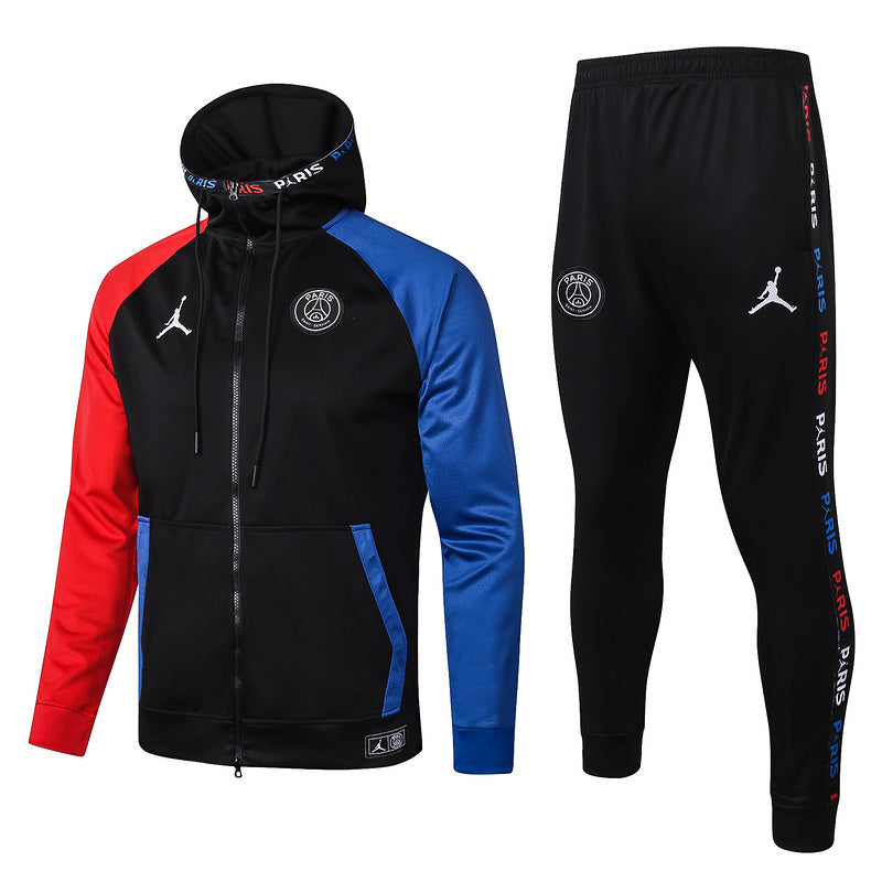KIT PASSEIO COM CAPUZ - PARIS SAINT GERMAIN (PSG) - PRETO, VERMELHO E AZUL