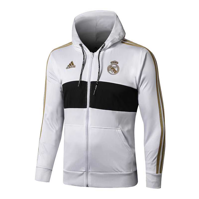 KIT PASSEIO COM CAPUZ - REAL MADRID - BRANCO, PRETO E DOURADO