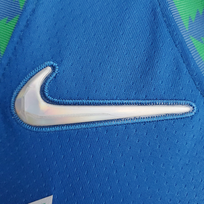 CAMISA MINNESOTA TIMBERWOLVES - AZUL COM NIKE BRILHANTE - CITY EDITION 75TH ANNIVERSARY - 2022