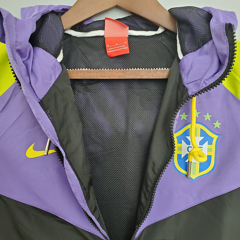 CORTA VENTO - BRASIL - PRETO, ROXO E AMARELO