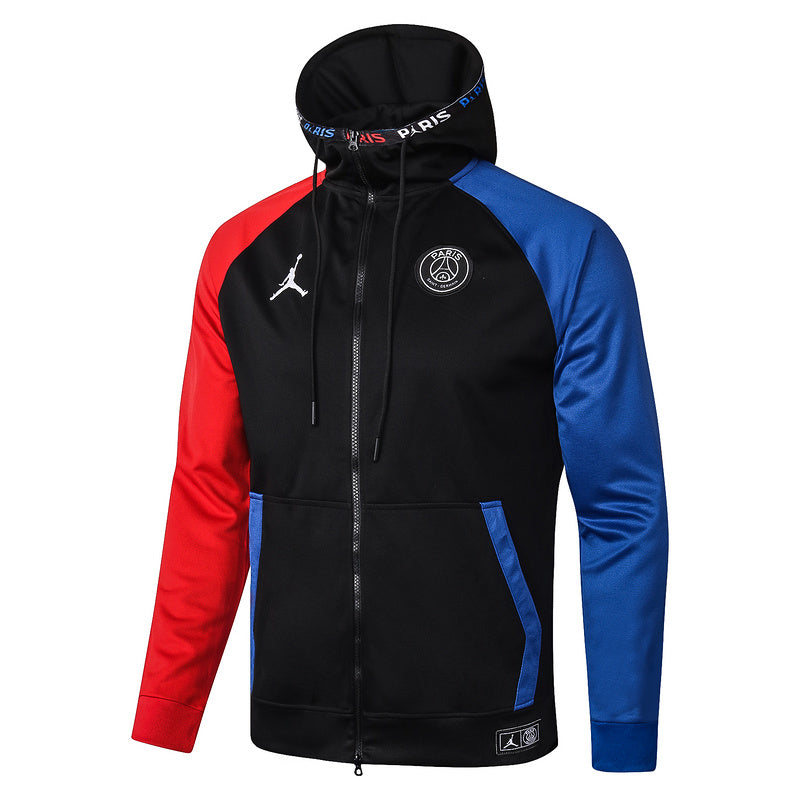 KIT PASSEIO COM CAPUZ - PARIS SAINT GERMAIN (PSG) - PRETO, VERMELHO E AZUL
