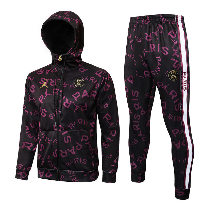 KIT PASSEIO COM CAPUZ - PARIS SAINT GERMAIN (PSG) - PRETO E ROXO