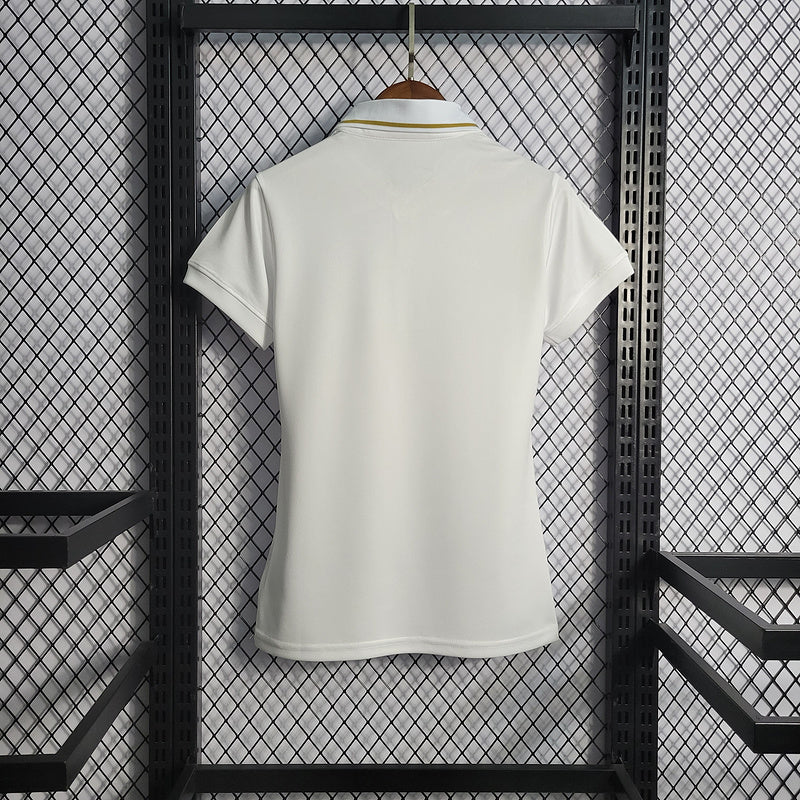 CAMISA  BRASIL - PÓLO -  BRANCA COM ESCUDO DOURADO - CBF - FEMININO - 22/ 23