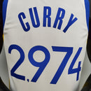 CAMISA GOLDEN STATE WARRIORS - QUBRA DE RECORDE STEPHEN CURRY 2974 VEZES DE 3 - BRANCA COM NIKE BRILHANTE - ICON EDITION 75TH ANNIVERSARY - 2021/ 2022