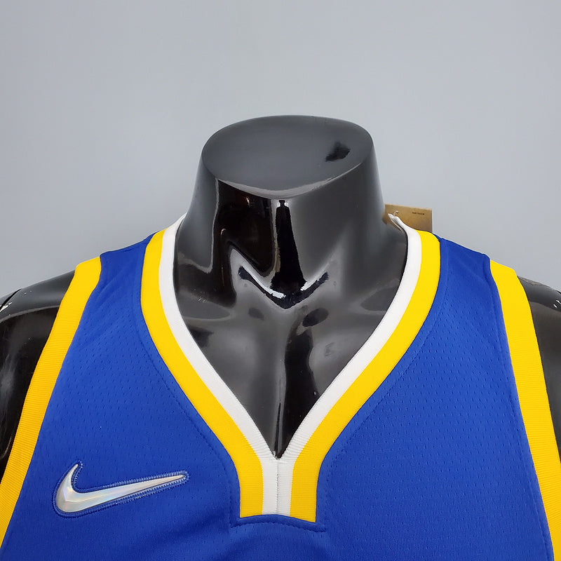 CAMISA GOLDEN STATE WARRIORS - QUBRA DE RECORDE STEPHEN CURRY 2974 VEZES DE 3 - AZUL COM NIKE BRILHANTE - ICON EDITION 75TH ANNIVERSARY - 2021/ 2022