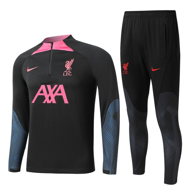 KIT PRÉ JOGO - LIVERPOOL - PRETO  COM DETALHES ROSA